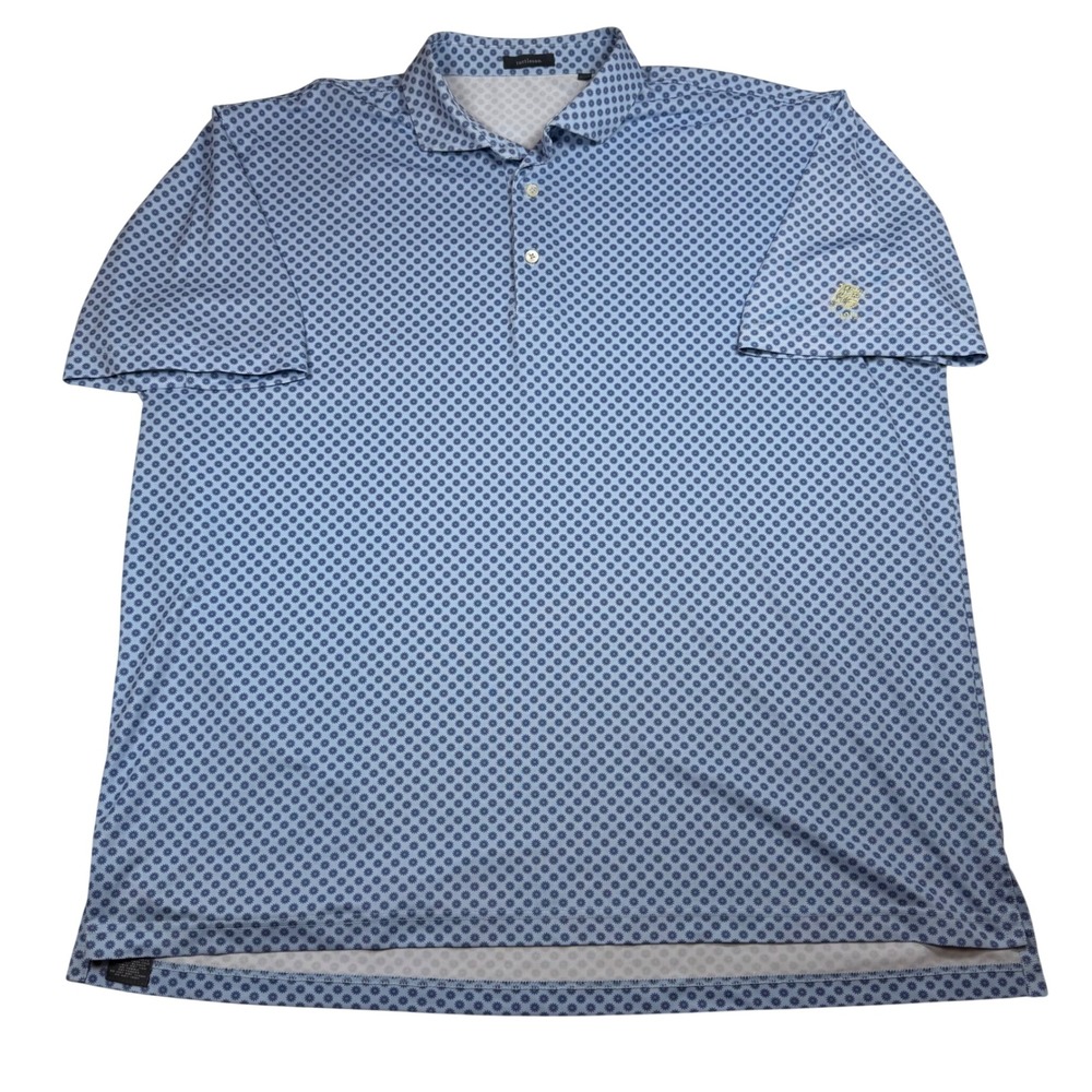 Turtleson Mens 2XL Blue Floral Performance Polo Shirt Old Elm Club Chicago Logo